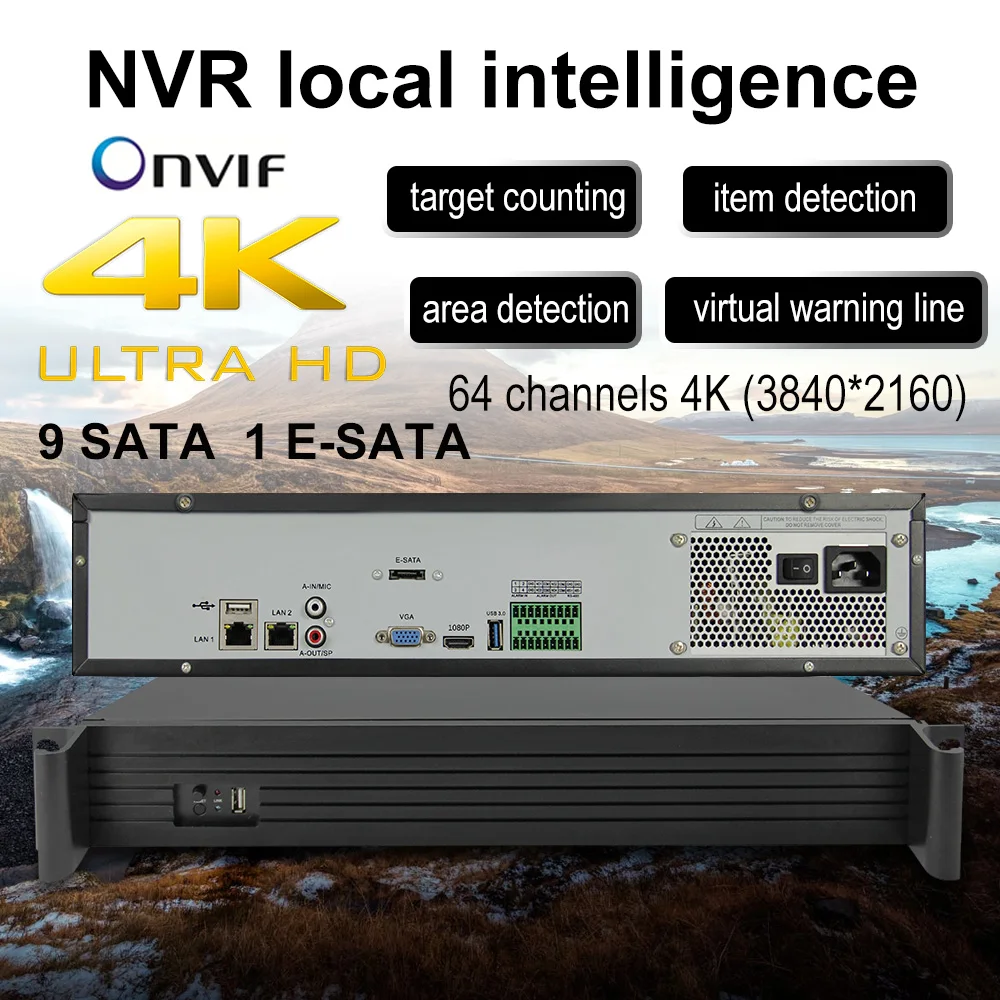 4K 64ch 128Ch сетевой видеорегистратор H265/H264 Onvif Интеллектуальный анализ 4K NVR до 4ch 4K или 16ch 1080P Голосовая домофонная сигнализация