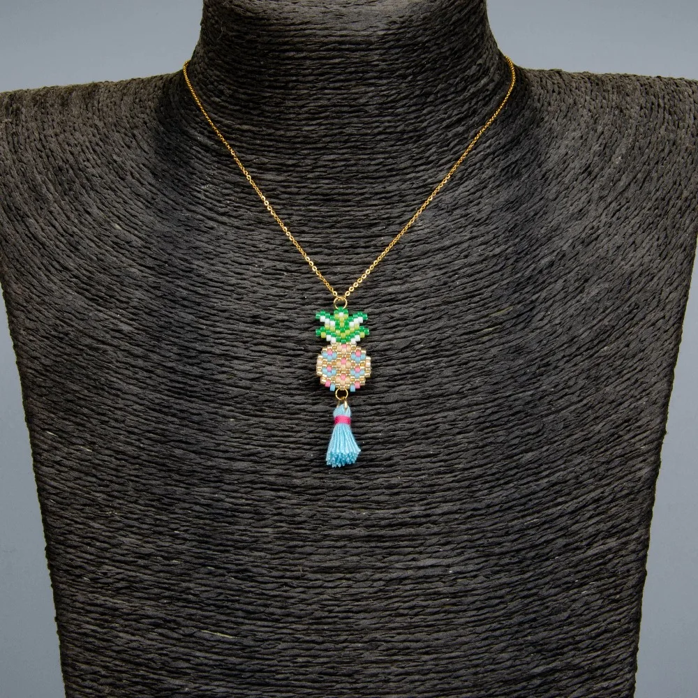 Go2boho MIYUKI ожерелье Бохо кулон с ананасом ожерелье s ювелирные изделия кисточкой Богемия чокер для женщин ручной работы подарок из нержавеющей стали