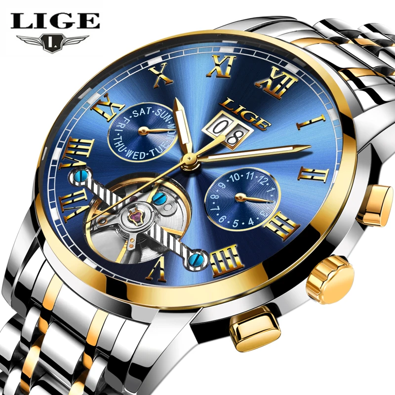 

LIGE Mens Watches Top Brand Luxury Automatic Watch Men Full steel Wrist watch Man Fashion Casual Waterproof Clock reloj hombre