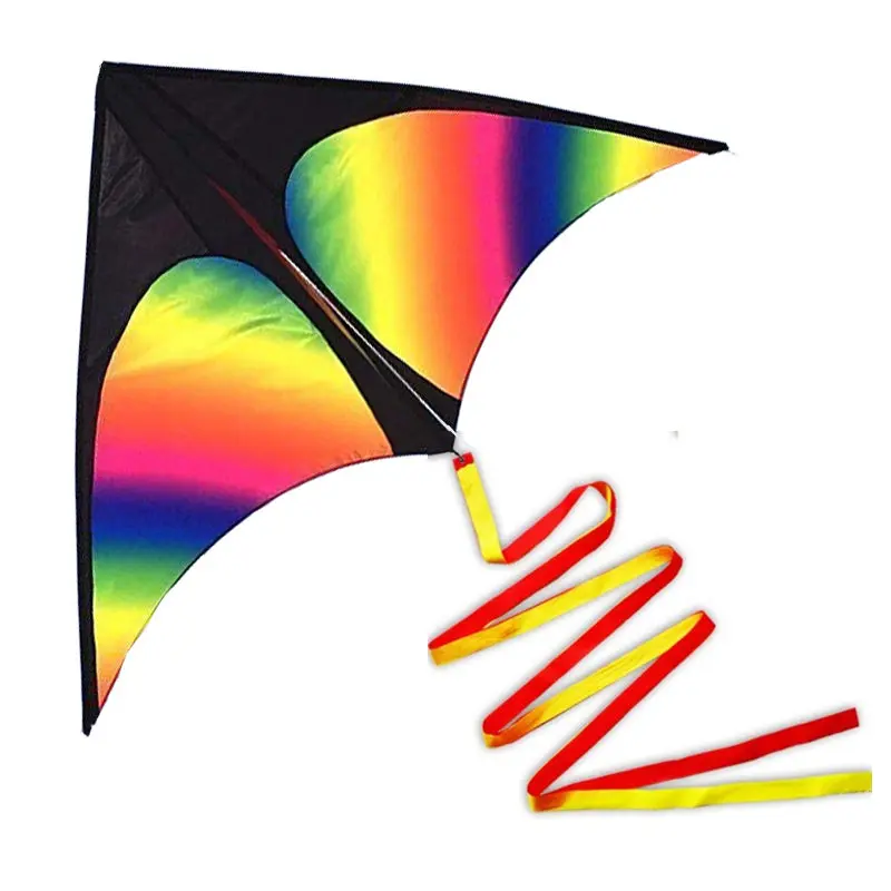 

Strong Rainbow kite With Long Colorful Tail!Huge Beginner delta Kites for Kids And Adults 57-Inch Come With String And Handle