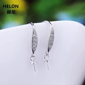 

925 Sterling Silver Women Semi Mount Drop Earrings Setting fit 6-13mm Round Bead or Pearl Fine Jewelry Wholesale