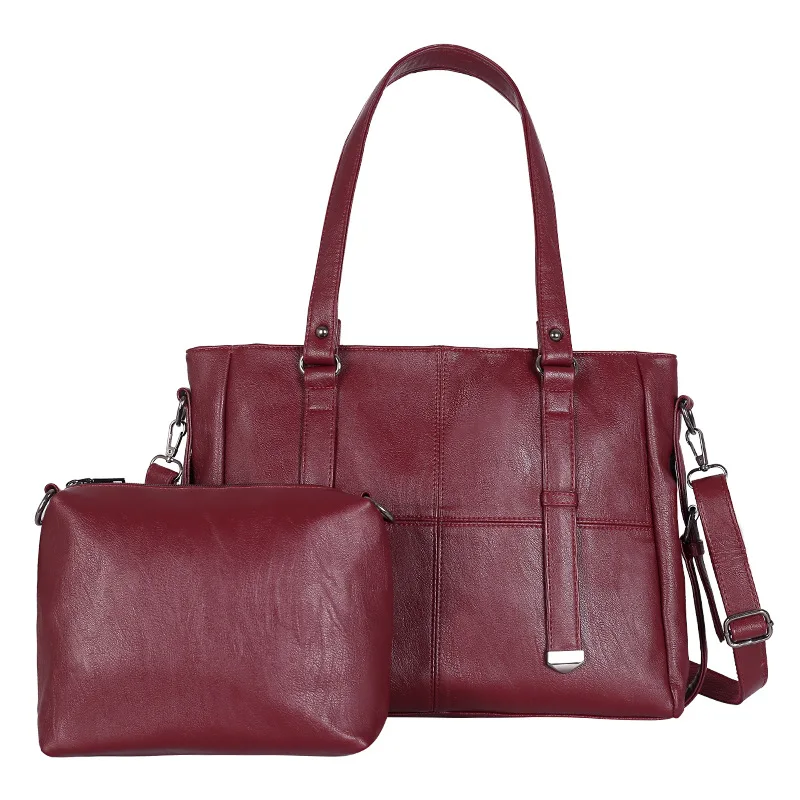 

2019 New Female Bag Two Pieces Mother Bag PU Leather Women Handbag Large Capacity Portable Shoulder Bags Bolsas Femininas