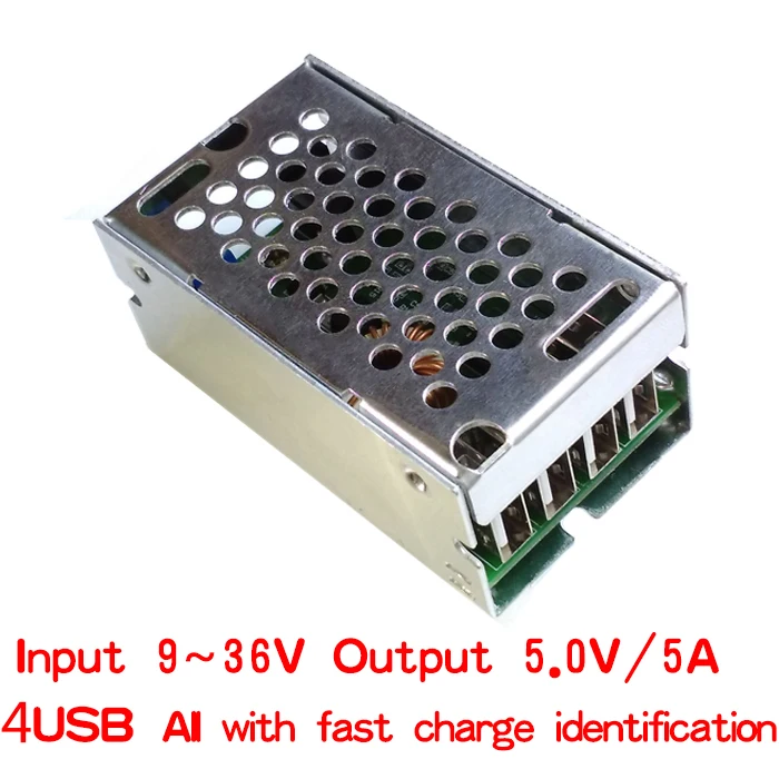 DC-DC buck power supply module 24v / 12V to 5V 5A converter better than LM2596S metal shell | Электронные компоненты и