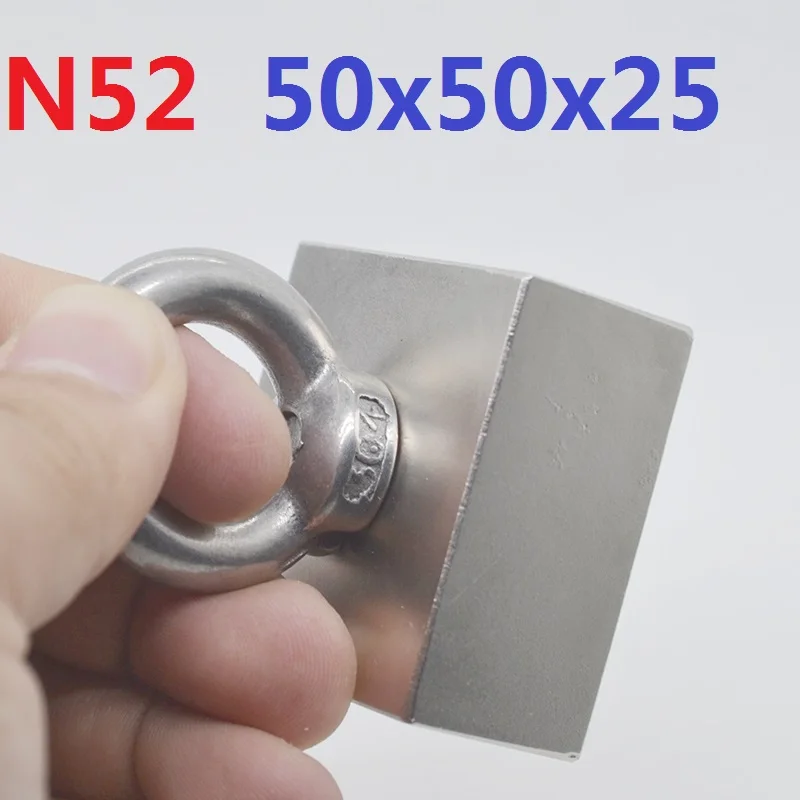 

Неодимовый магнит N52 50x50x25 мм, супермощный круглый кольцевой держатель, Постоянный держатель для рыболовного крючка NdfeB, 1 шт.