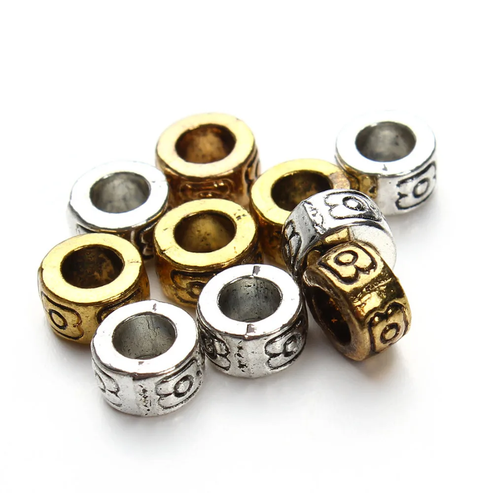 

30pcs/lot Antisilver/Antgold Round Big Hole Beads for DIY Bracelet and Jewelry Making outer diameter 7mm Inner 3mm F2846