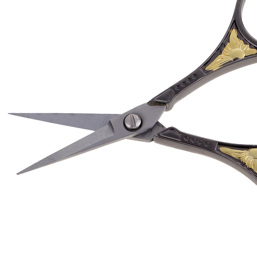 Stainless Steel European Vintage Floral Scissor for DIY Embroidery Sewing Craft Black/Sliver/Gold