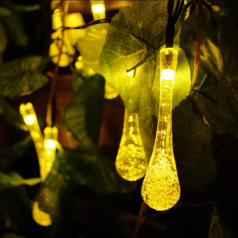 VNL Outdoor Solar Led String light 5M 20 Led droplet solar panel strip light IP65 Waterproof