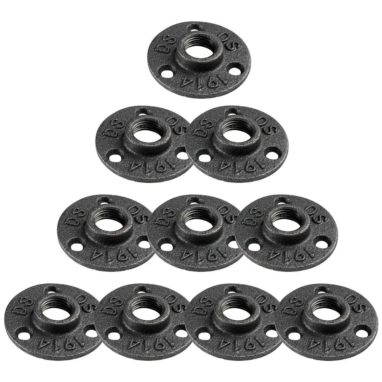 

1Pcs 1/2" 3/4" Floor Flange Industrial Steel Malleable Cast Iron Pipe Fittings Retro Decor Furniture DIY BSP Threaded Hole