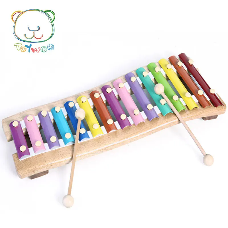 

[Toy Woo] Wooden Beat Tone Toy Piano Children Early Music Teaching Colourful Baby Knock Percussion Educational Gift for Kids