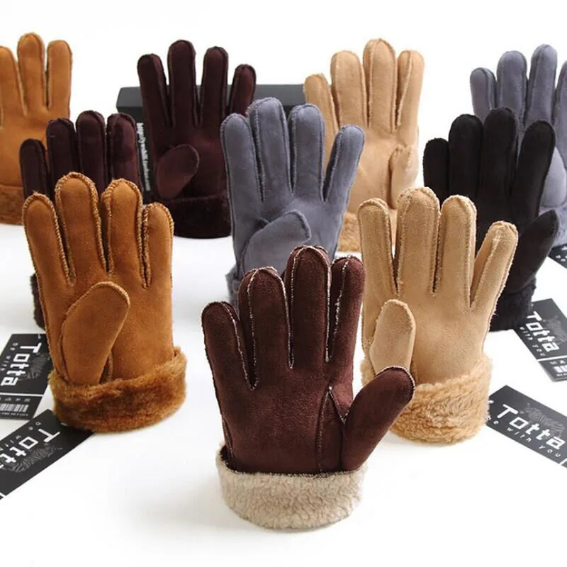 Faux Leather Fashion Woman Full Finger Suede Mittens Hot Sale Women Men Cashmere Unisex Winter Warmer Wrist Gloves