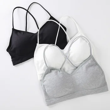 

Summer Women Cross Straps Bra Beauty Back Padded Push Up Active Brlette Female Wire Free Bras Solid Breathable Underwear