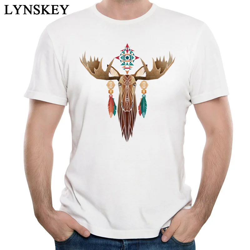 Shaman Moose T Shirt Men's High Quality Pure Cotton Round