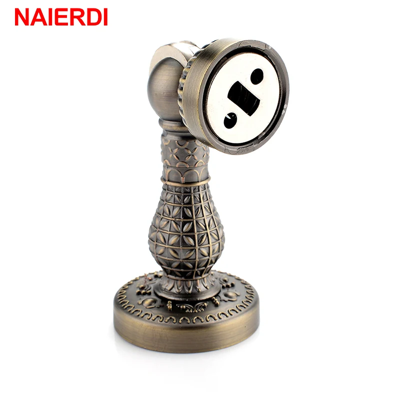 NAIERDI Bronze Retro Design Zinc Alloy Magnetic Door Stop Stopper Holder Catch Floor Fitting With Screws For Family Home Etc