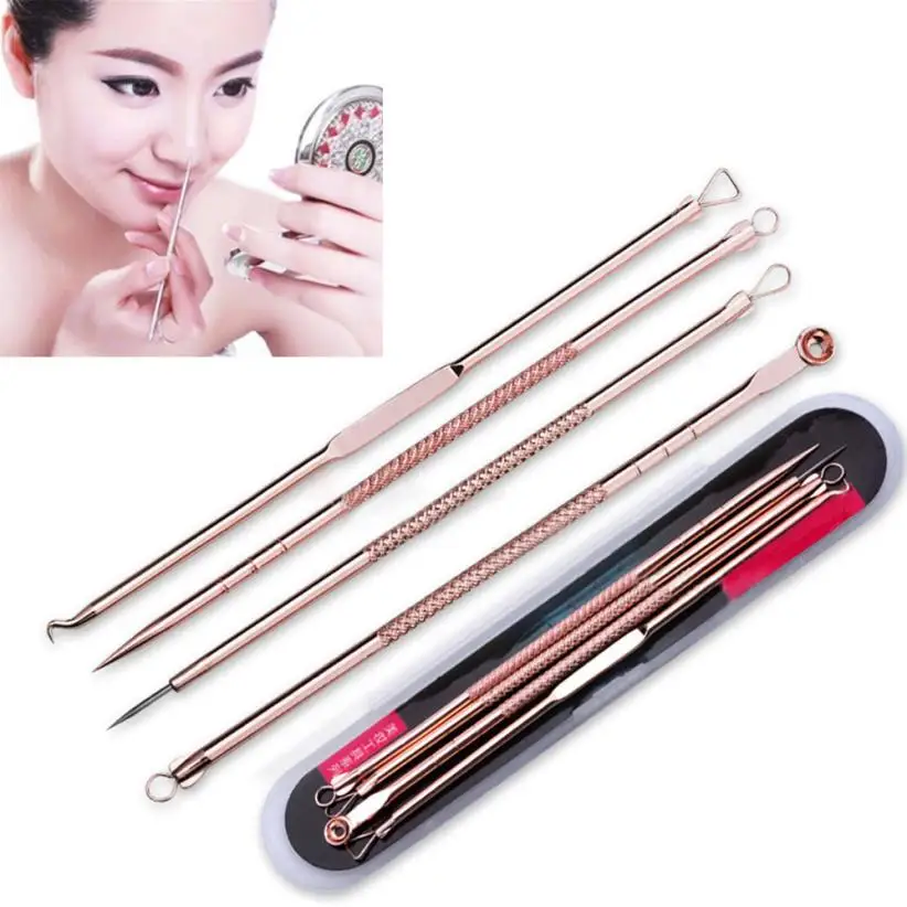 

New 4Pcs Pimple Blemish Blackhead Acne Extractor Remover Tool Needles Ja 13