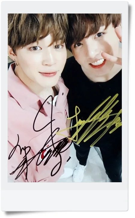 

Signed Bangtan Boys JIMIN J-HOPE Autographed group photo 4*6 free shipping K-POP 062017