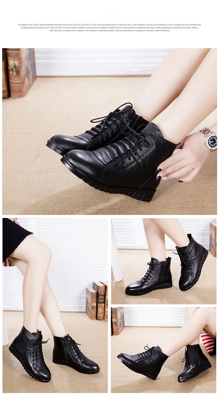 SWYIVY/Женская обувь; зимние теплые меховые ботильоны для женщин; зимние ботинки; кроссовки из натуральной кожи; черные зимние ботинки на меху; женские ботиночки
