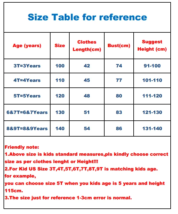 COAT266 size table