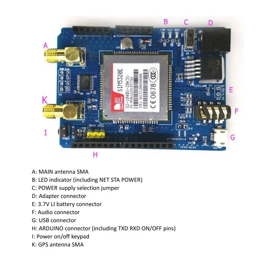 SIM5320E 3g макетная плата комплект модуль четырехдиапазонный GSM GPRS EDGE+ антенна/US/EU 9V 1A источник питания для Arduino FZ2581