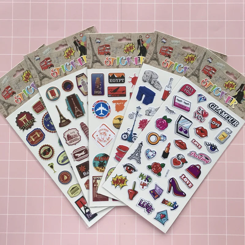 

1 Sheet Retro World Famous Scenic Spot PVC Stickers DIY Stick Label PVC Hand Account Decor Sticker Stationery Kids Gift
