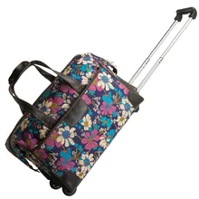 valiz bag free shipping women and men travel bag,waterproof Blue flowers trolley case, new style, travel luggage, lock, mute,