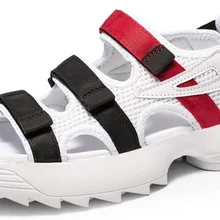 Летние разноцветные мужские повседневные сандалии на застежке-липучке; сетчатая спортивная обувь для влюбленных пар; Homme; прогулочная пляжная обувь; Sapatos; D341