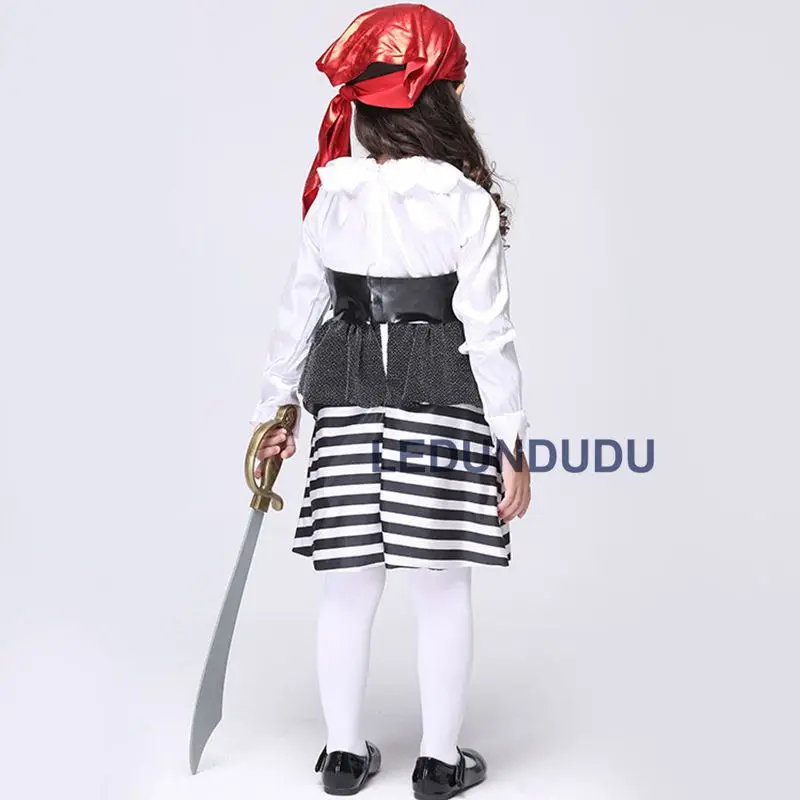 Hot Kids Halloween Carnival Cosplay Pirate Costume Girls Fancy Party Outfits Children Princess Dress  (1)