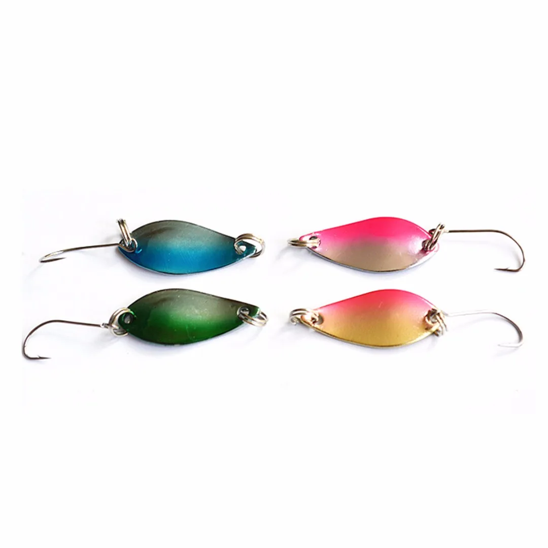 Mayitr 4Pcs 5.3cm/2.5g Trout Spoons Baits Fishing Lures Spoon Sequin Paillette Baits Trout Wobbler Fishing Lure Spinner Bait