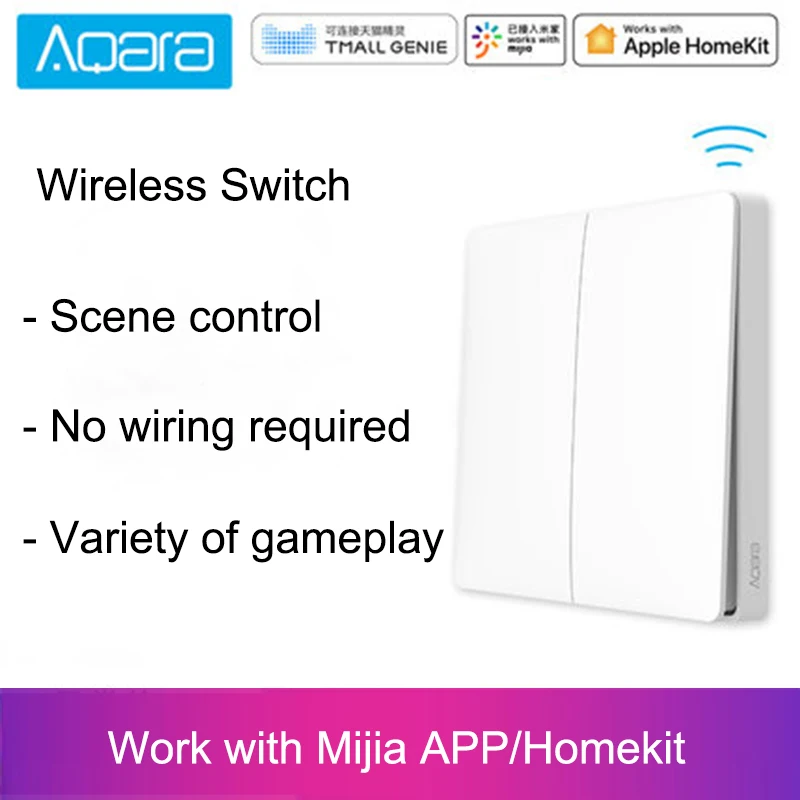 

Original Xiaomi Aqara Wall Switch Smart Light Control Smart Switch Wifi 2.4GHz Wireless Double Key Remote Control by Mi Home App