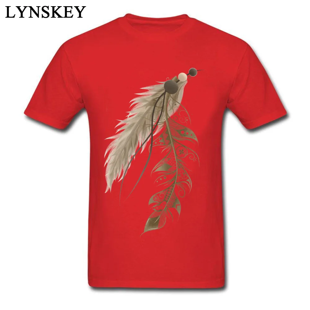 100% Cotton Mens Short Sleeve T-Shirt Cool Tops Tees Coupons Summer Round Collar Tee-Shirts Bohemian Feather Top Quality red