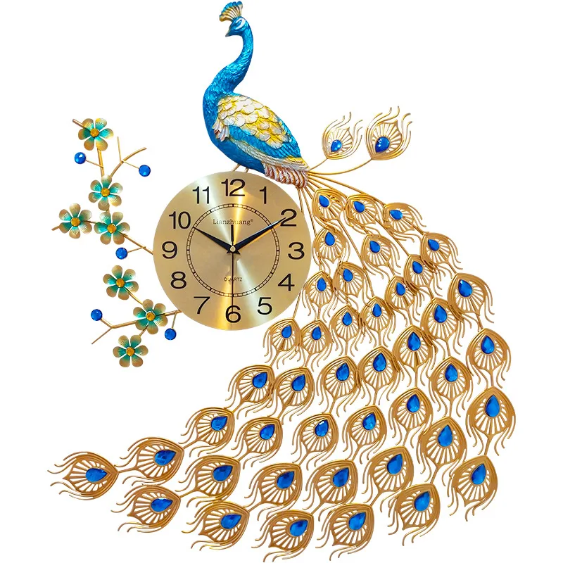 

Peacock Quartz Wall Clock European Modern Simple Personality Creative Living Room Decorated Bedroom Silent Clock Wall Watch