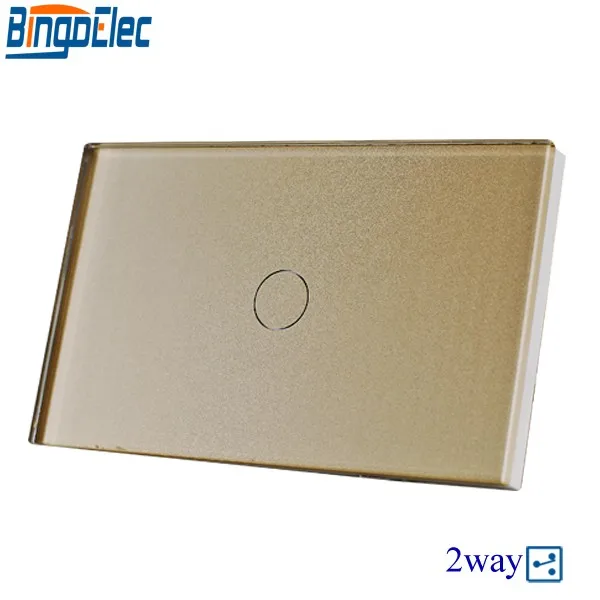 

Bingoelec Gold Crystal Toughened panel 1gang 2way Touch Switch,2way Stair Light Switch, US/AU Standard, AC110-250V, Hot Sale