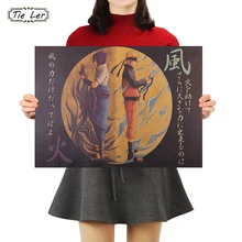 TIE LER японского аниме Наруто Винтаж крафт-бумага Плакат Бар Кафе декоративная роспись стены стикеры 50,5X35 см