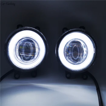 

Car Flashing 2 pieces LED Angel Eyes Fog Light Lamp DRL Daytime Running Light Daylight 2 Functions DRL For Toyota Tundra 2011-17