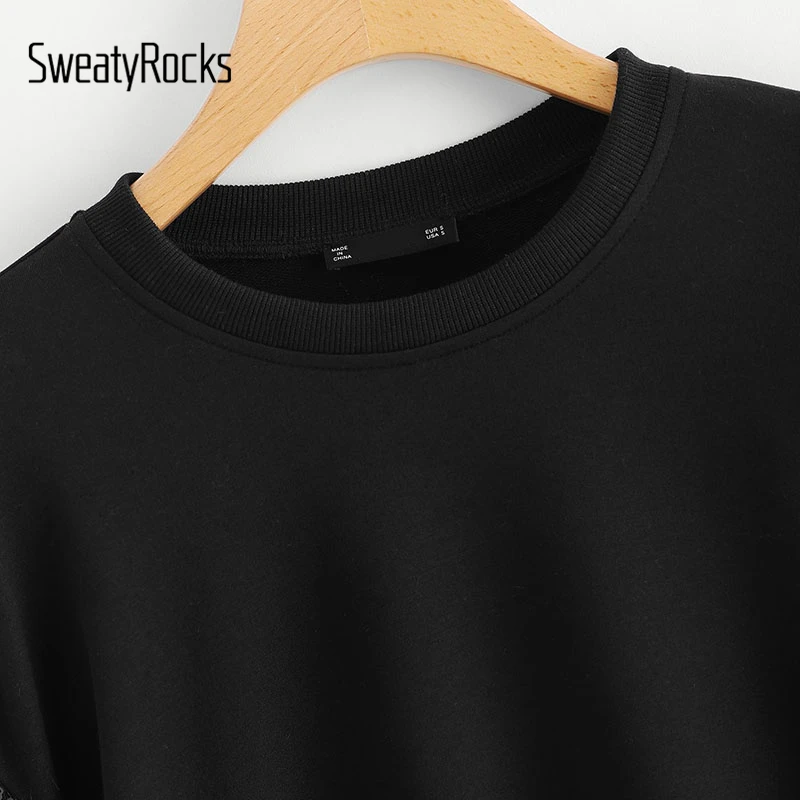 SweatyRocks الأسود التباين الترتر ليوبارد السترة طويلة الأكمام س الرقبة البلوز قمم 2018 الخريف أزياء المرأة عارضة سوياتشيرتس SweatyRocks الأسود التباين الترتر ليوبارد السترة طويلة الأكمام س الرقبة البلوز قمم 2018 الخريف أزياء المرأة عارضة سوياتشيرتس
