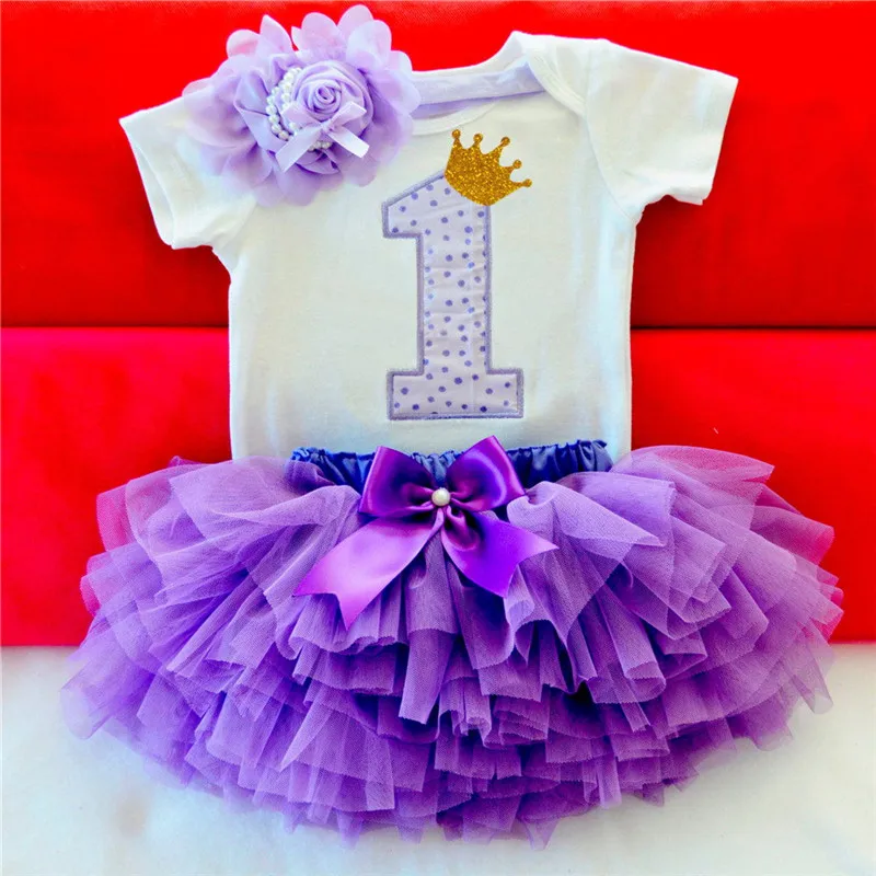Комплект из 3 предметов; повязка на голову; одежда для дня рождения; платья для первого дня рождения; платье-пачка для малышей; одежда на крестины; костюм для маленьких девочек - Цвет: 136Z