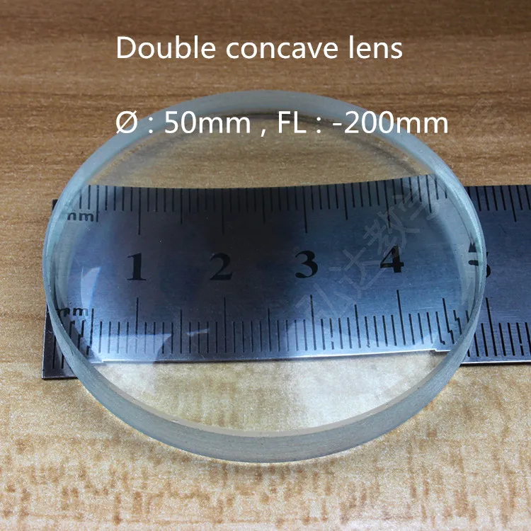 2 шт Двойной Вогнутый биконвогнутый стеклянный объектив 50 мм диаметр-200 мм фокусное расстояние для физических оптических экспериментов