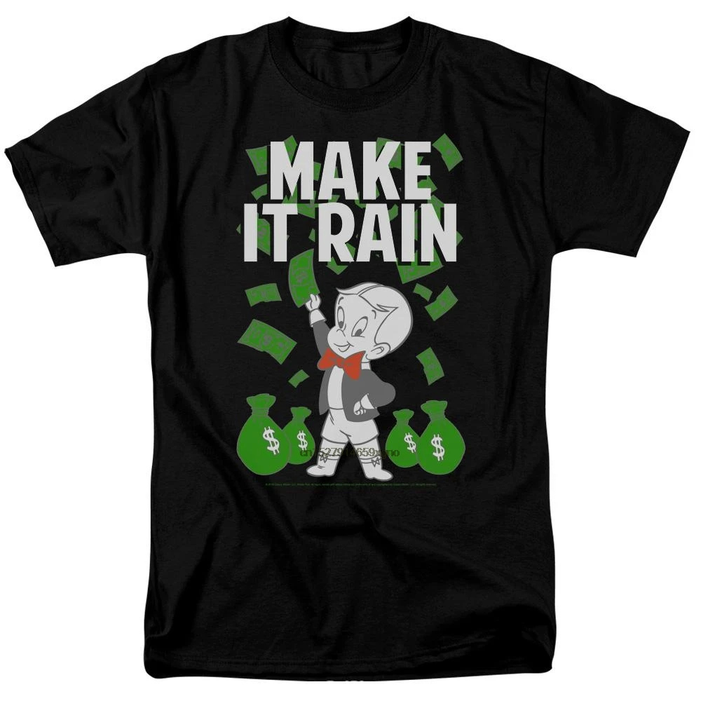 Мужская хлопковая футболка с коротким рукавом Richie Rich Make It Rain T-Shirt_3women принтом 2019 |
