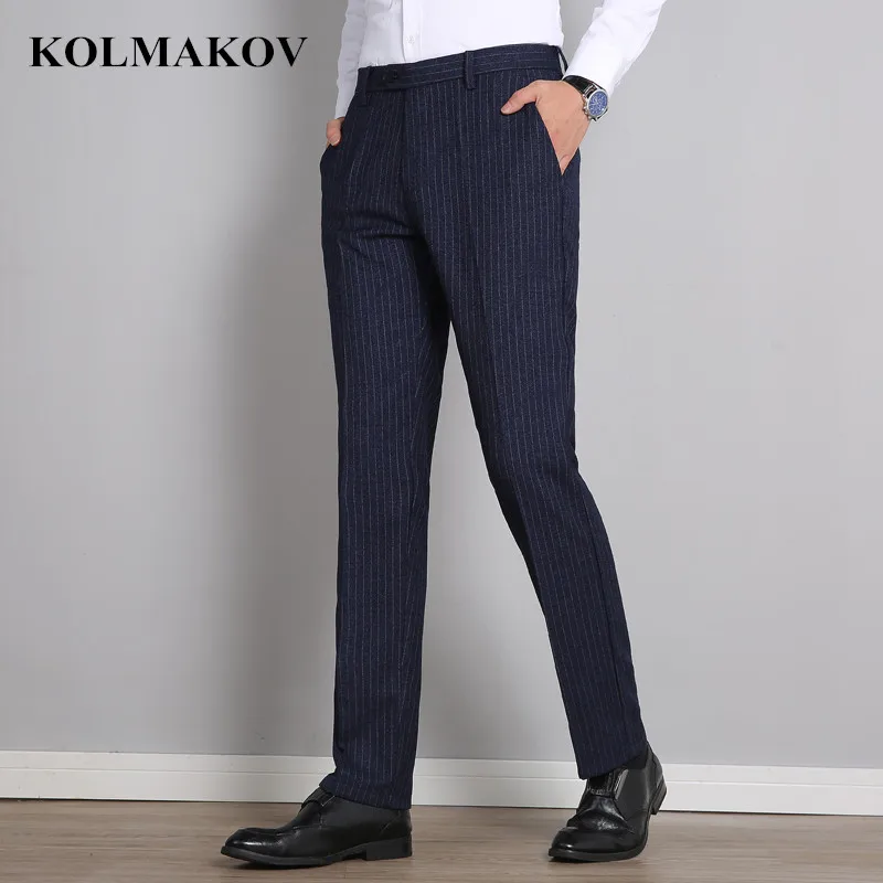 Новинка 2019 мужские костюмные брюки kolmaov деловые строгие для мужчин свадьбы