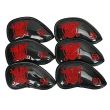 6 шт./лот клюшка для гольфа защитную крышку яркой искусственной ткани с вышивкой в виде черепа шлем