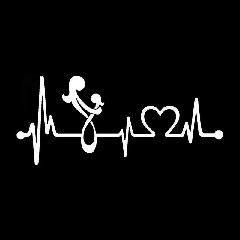 20.4cm*8.9cm Mom Loves Daughter Heartbeat Lifeline Car Sticker ...