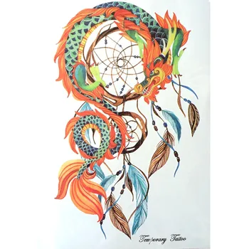 

Fashion 21 X 15 CM Waterproof Hot Temporary Tattoo Stickers Dreamcatcher With Dragon