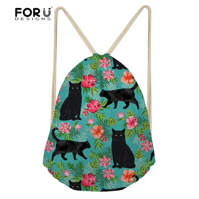 Special Offers FORUDESIGNS Drawstring Bag Sport Bag for Women Fitness Black Cat Wine Printing Small Sports Gym Bag Women's Backpack Outdoor New Special Offers FORUDESIGNS Drawstring Bag Sport Bag for Women Fitness Black Cat Wine Printing Small Sports Gym Bag Women's Backpack Outdoor New