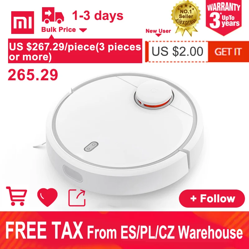 

Xiaomi MIJIA robot vacuum cleaner Smart Plan type Robotic with Wifi App and Auto Charge for home LDS Scan Sweeping