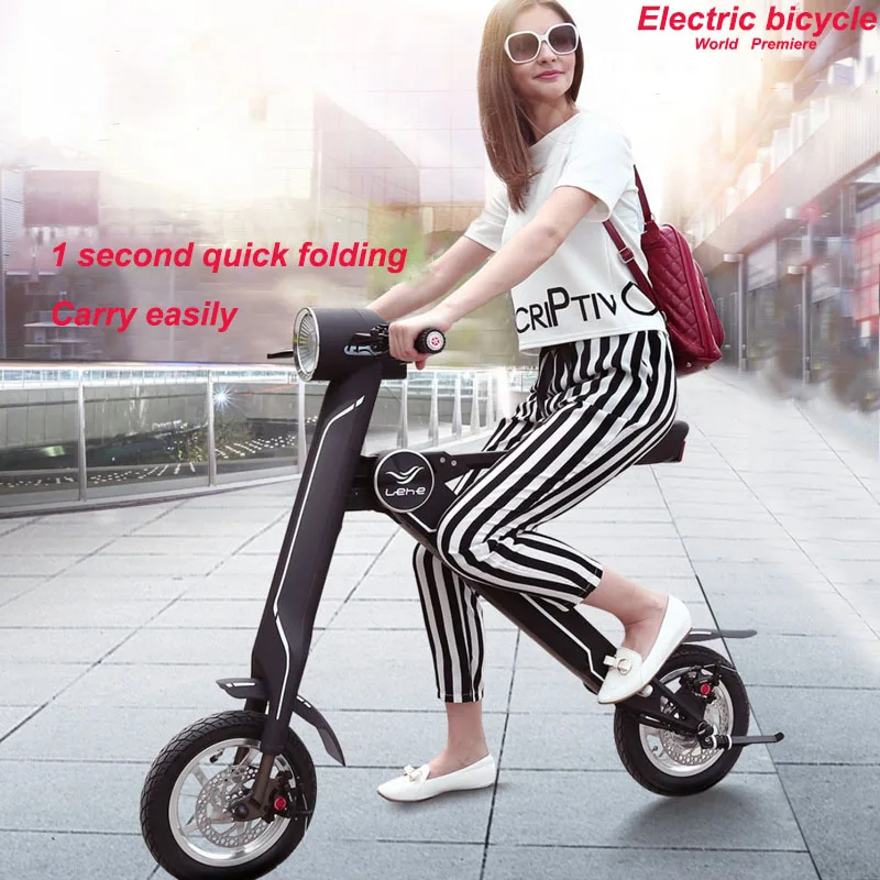 Flash Deal 12"LEHE Electric scooter Smart city walking electric bicycle mini folding  electric bike instead  walking tool 36v li-ion ebike 2