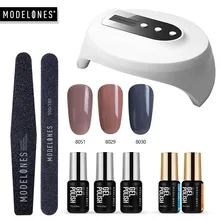 Modelones DIY Набор инструментов для маникюра мини 6 Вт Светодиодная лампа для сушки ногтей замачивается 3 цвета УФ гель основа верхнее покрытие в наборе