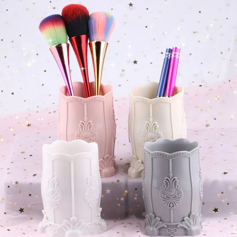 

Makeup Brush Storage Tube Nordic Royal Style Round Pen Pencil Stationery Holder Desktop Cosmetic Storage Organizer