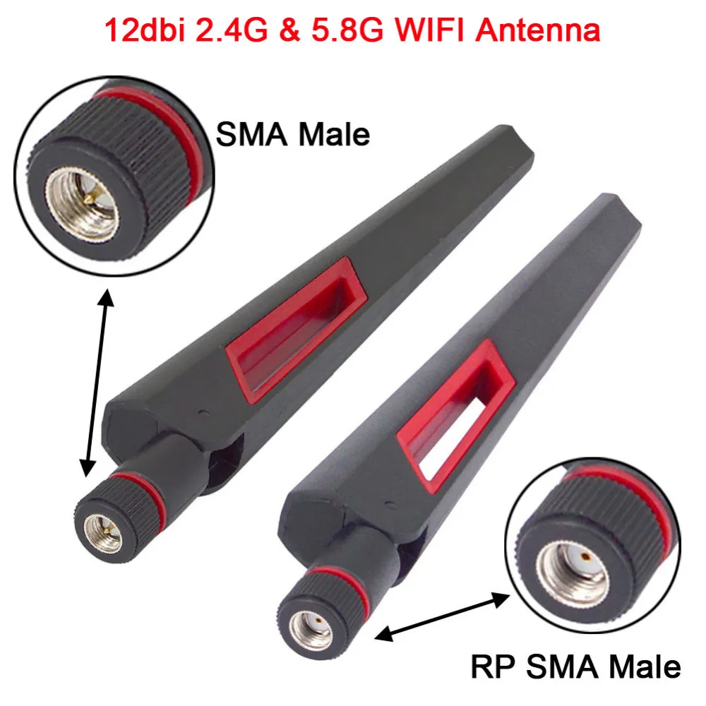

2PCS 12 dbi Dual band WIFI Antenna 2.4G 5G 5.8Gh RP SMA Male Universal Antennas Amplifier WLAN Router Antenne Booster