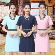 Лабораторное платье Больничная пластиковая униформа для врача рефлексологический массаж Женская спецодежда с коротким рукавом медицинская форма салон красоты спа