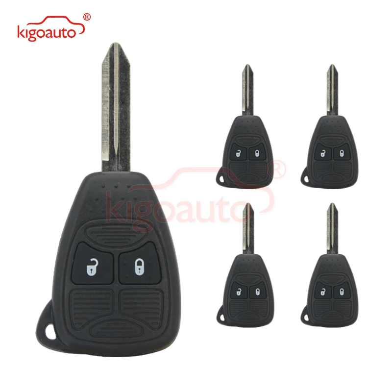 Kigoauto 5pcs Head key Case 2 Button for Chrysler Dodge Jeep 04589199AC key shell