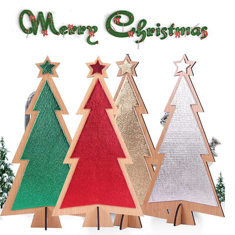 

Creative DIY Wooden Christmas Tree Decoration Ornaments Kids Crafts Hanging Ornaments Wood Xmas Home Decoration 4 Colors 10x30cm